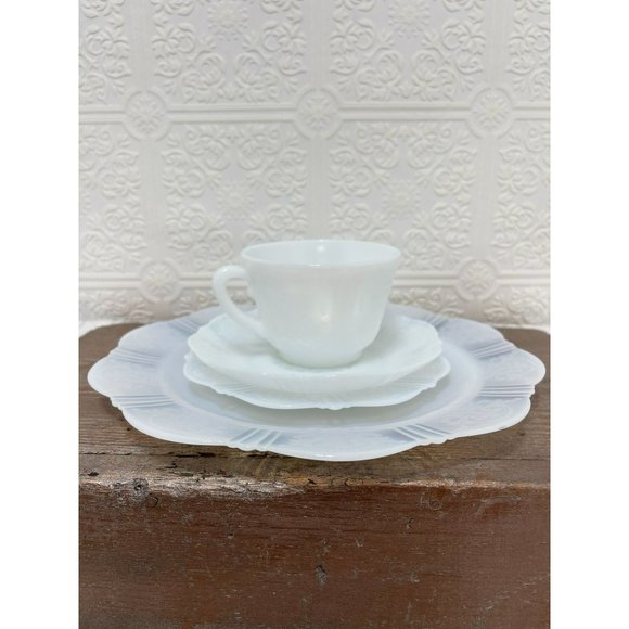 Vintage MacBeth Evans American Sweetheart Glass Monax Opalescent 4 pc Setting - Picture 1 of 15